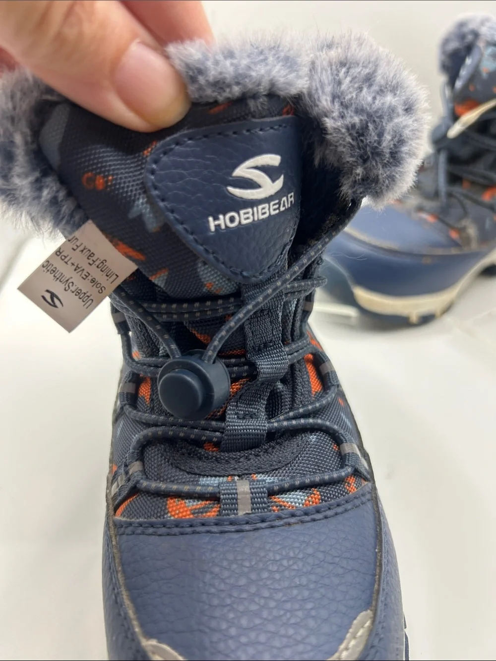 Hobibear Kids Navy Fur-Lined Winter Boots unisex size 180 or US 11.5-12